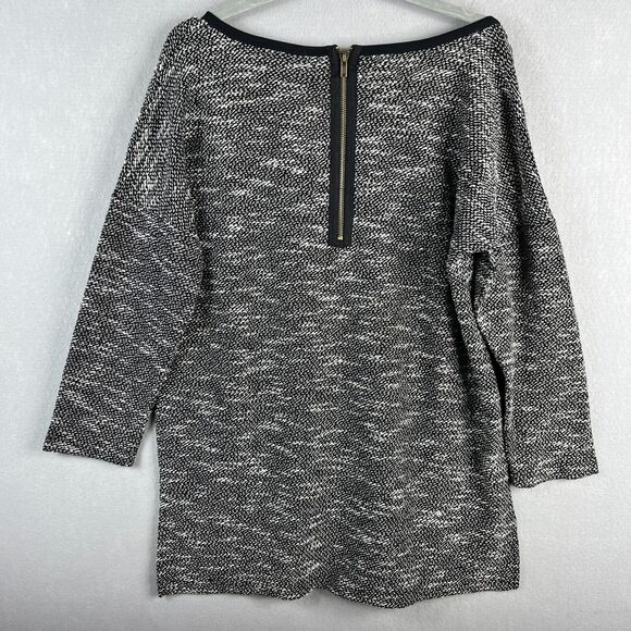 Soft Surroundings Knit Top Womens Large White Black Scoop Neck Marled Back Zip - Picture 9 of 12